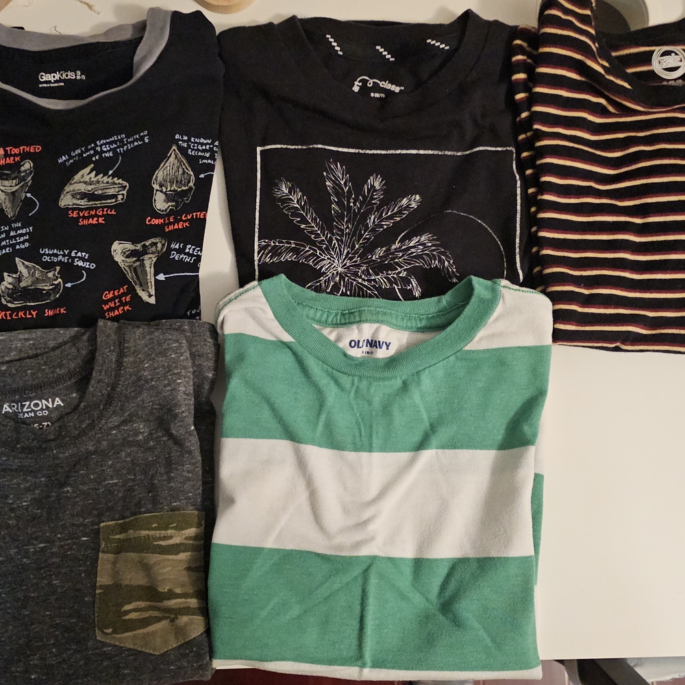 Old Navy Green and White Striped Kids Shirt